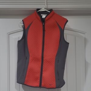 Nike Salmon and Gray Quilted Sleeveless Zip-Up Vest
